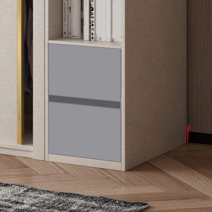 Engineered Wood Wardrobe Cabinet Modern Style Wardrobe Closet with Mirror