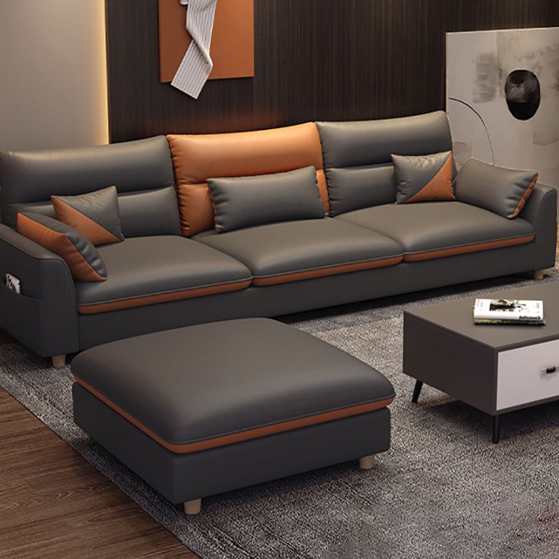 Contemporary Square Arm Sofa with Loose Back for Living Room, Apartment