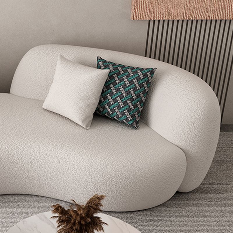 Contemporary Tight Back Tuxedo Arm Curved Settee Couch in Grey/white