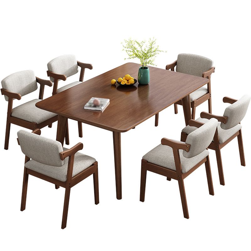 Mesa de comedor de 4 patas de madera de caucho, mesa rectangular de madera maciza de estilo moderno para el hogar