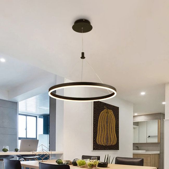 Lampada a sospensione del soffitto della sala da pranzo circolare Acrilico LED minimalista LED LADO CON REGOLABILE ALTENZA