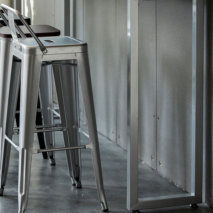 Industrial Wood Top Barstool Iron 4 Legs Bar Stool for Indoor