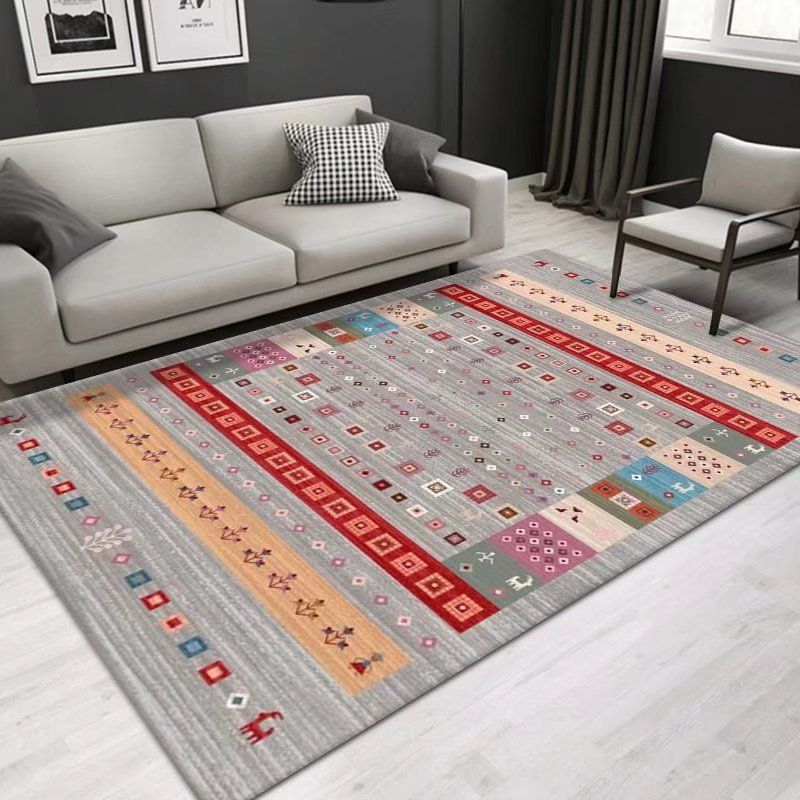 Boho-Chic Area Carpet Multicolor Indoor Rug Washable Polyester Carpet for Living Room