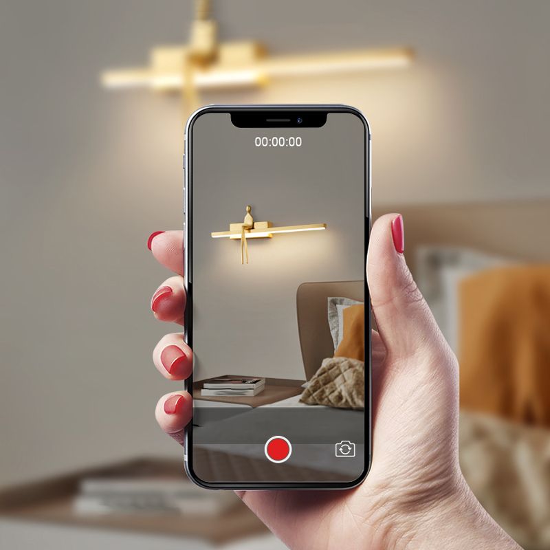 LED Modern Metal Wall Sconce Linear Shape Wall Light with Acrylic Shade for Bedroom