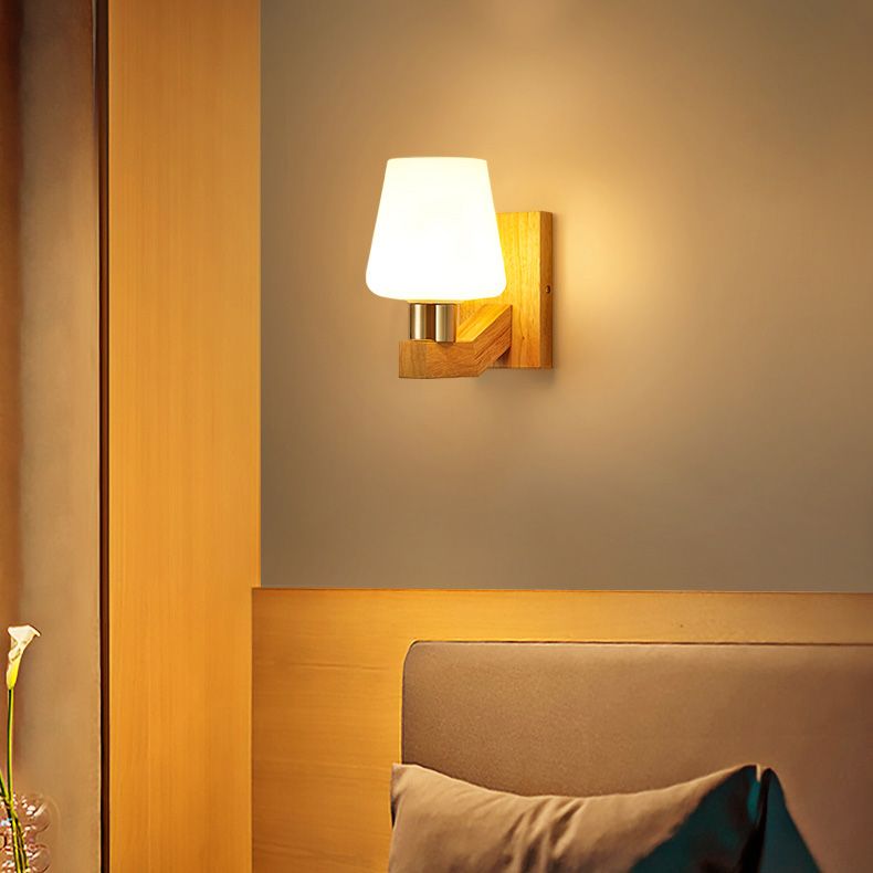Estilo contemporáneo Luces de apliques de pared geométrica madera 1 lámpara de luz liviana