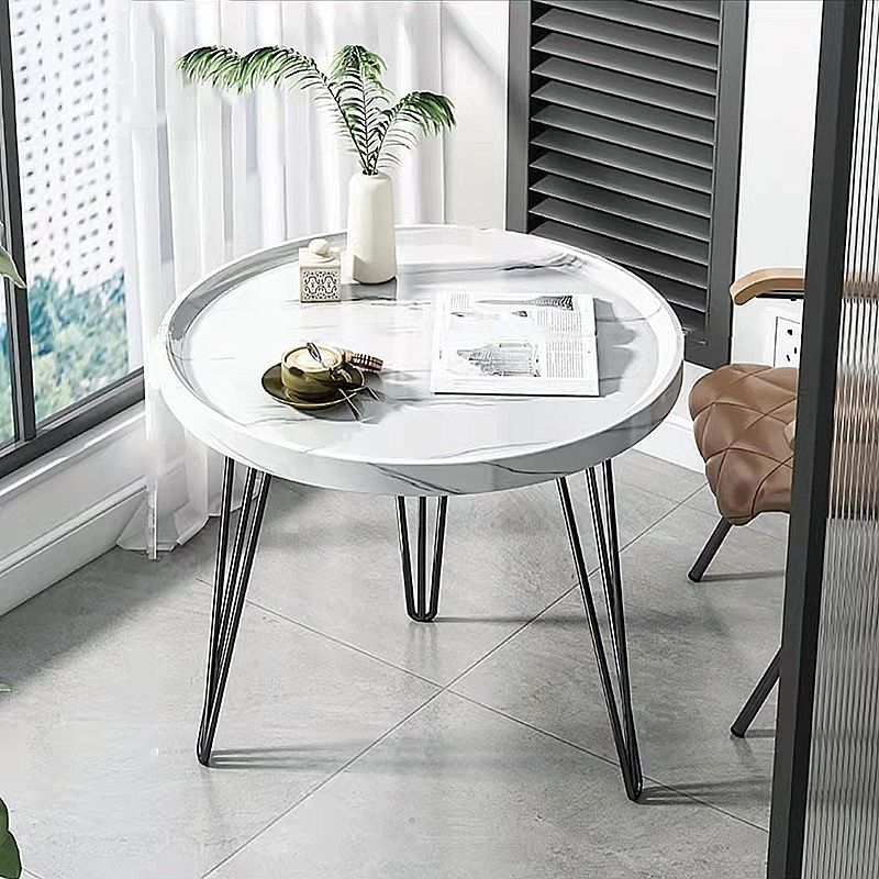 Modern 3 Legs Metal Base Grey/white/brown Round Wood Top End Table