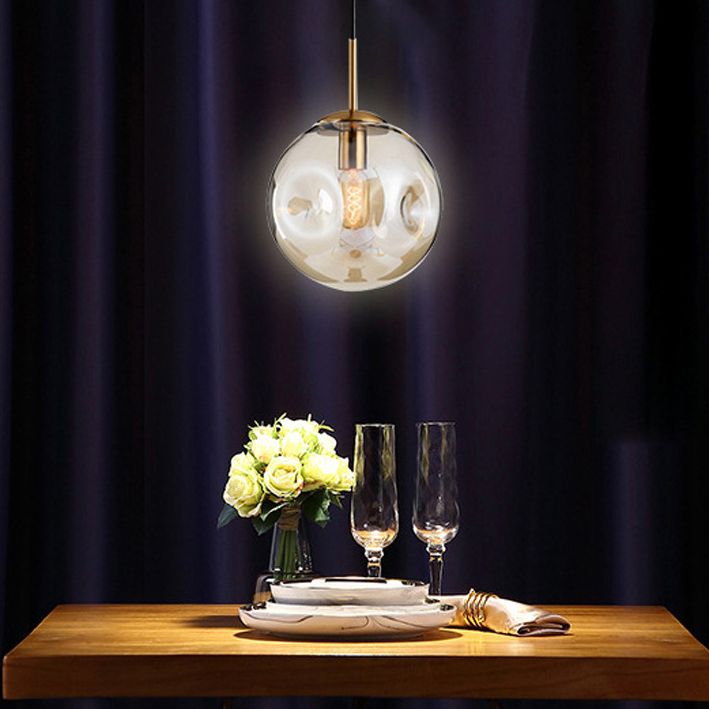 Creative Concave Design Globe Hanging Light 1-Light Nordic minimalisme Transparency Glass Suspension Lampe