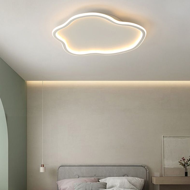 Unique Shaped LED Flush Mount Ceiling Light Fixture with Acrylic Shade for Living Room