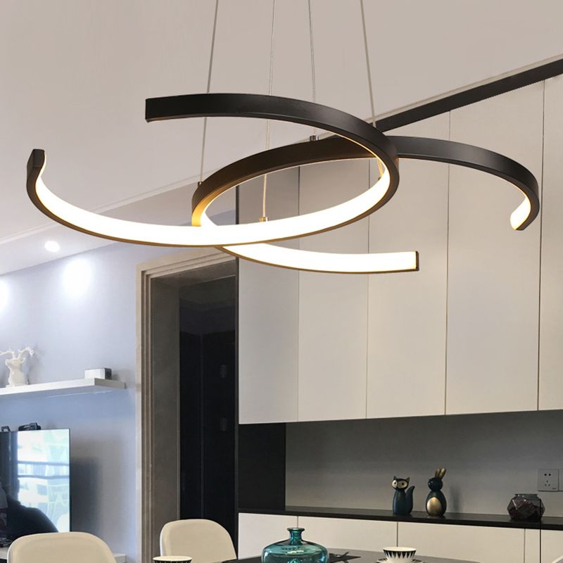 Sala da pranzo lampadario a LED lampadario minimalista in bianco/nero con doppia combrello acrilico, luce calda/bianca