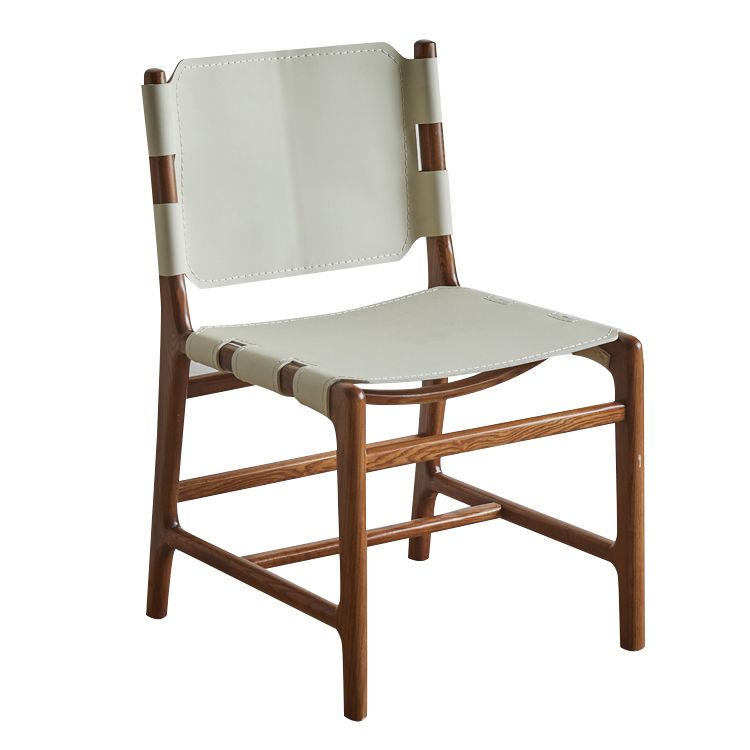 Solid Wood and Faux Leather Contemporary Armless Dining Chairs