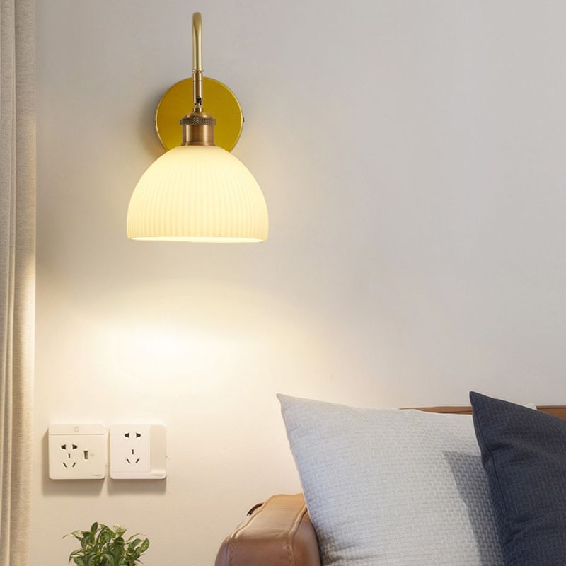 1-Light Wall Lamp Modern Wall Mount Lamp with Glass Shade for Bedroom