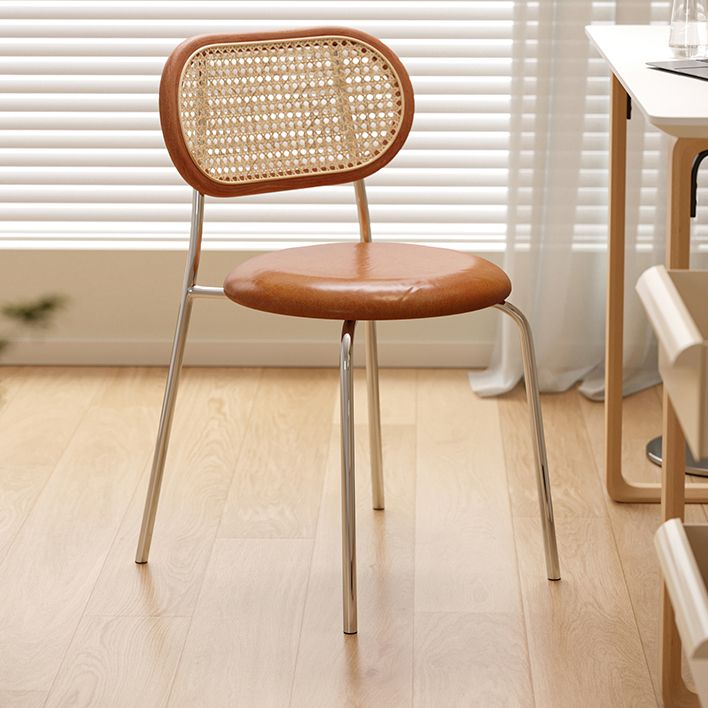 Modern Dining Chair Metal Base Leather Dining Chair for Home