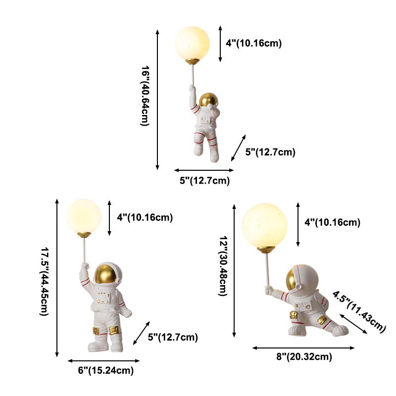 Astronauts Resin Material Wall Sconce 1 Head Wall Mounted Light Fixture for Child Room