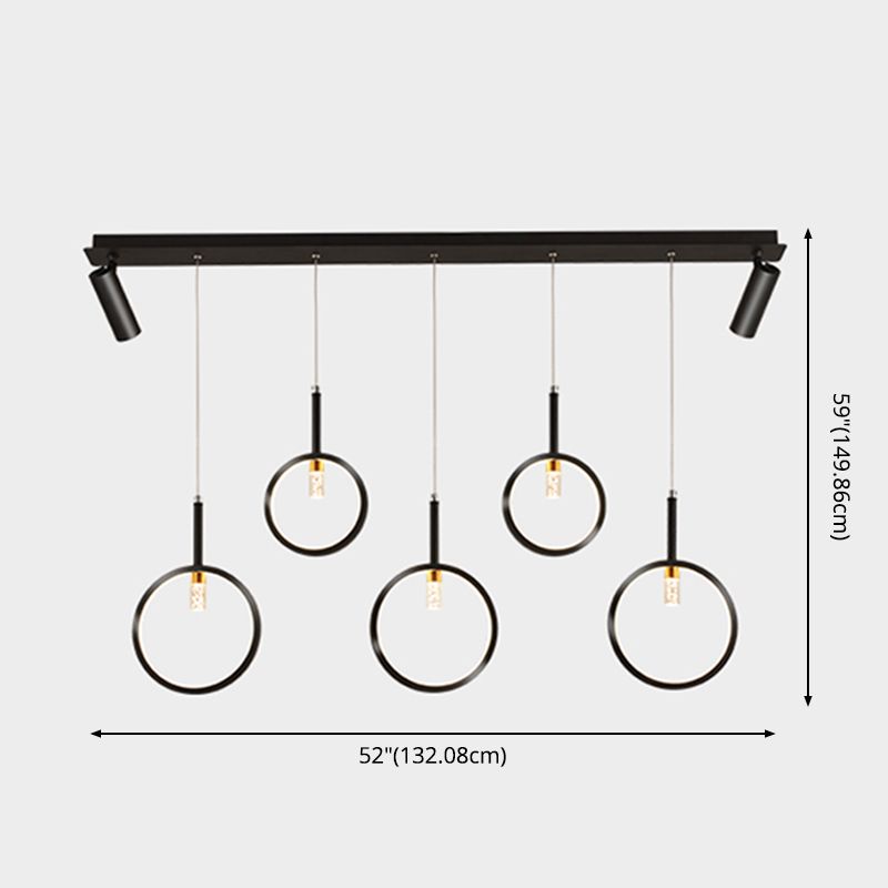 Modern Creative Linear Island Pendant Light Wought Iron Indoor LED Ceiling Light with Acrylic Shade