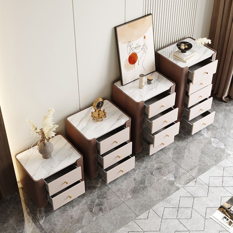 Contemporary Glam Storage Chest Stone Storage Chest Dresser for Bedroom