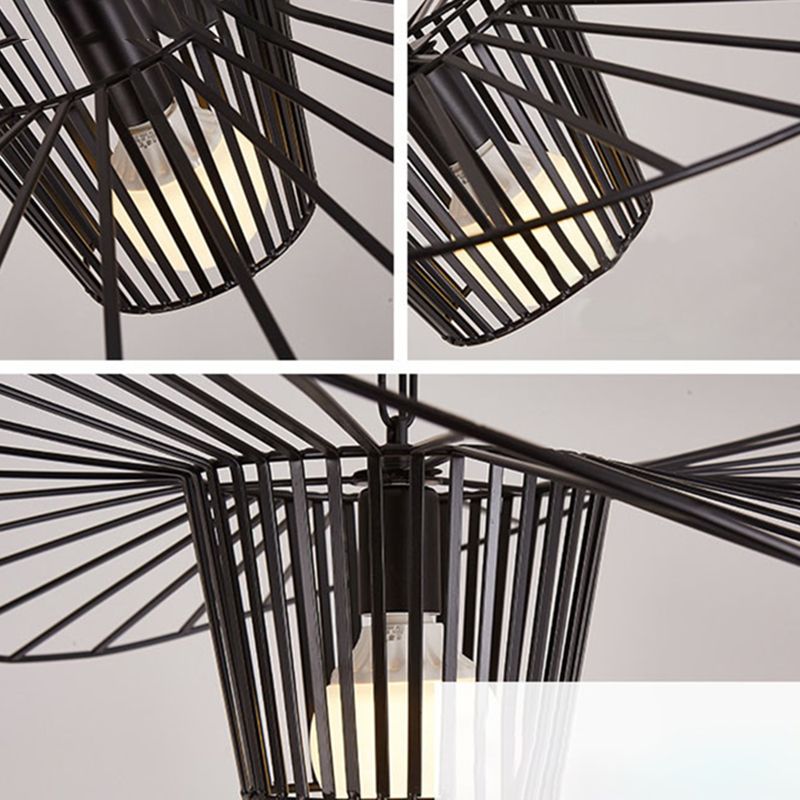 Nordic Modern Metal 1 Light Pendant Light Creative Wire Hat Shade Hanging Lamp for Restaurant