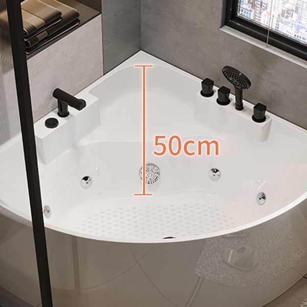 Modern Acrylic Corner Bath Soaking Seat Included Bathtub in White