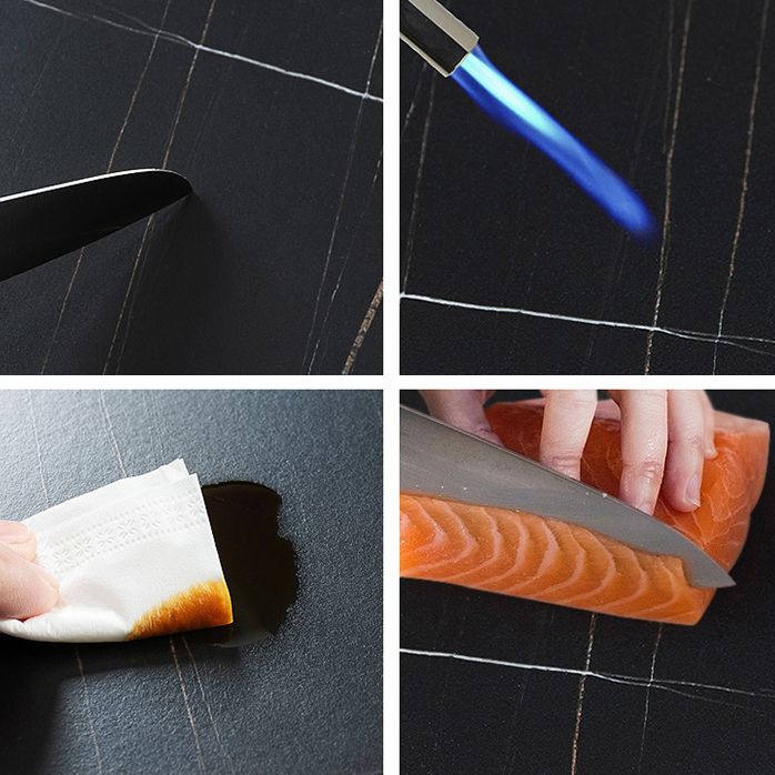 Moderne stijl gesinterde stenen eettafel zwarte ronde tafel met 3 poten
