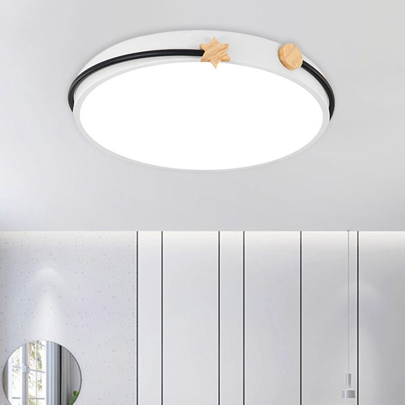 Acrylic Round Ceiling Flush Nordic LED Flush Lamp in White/Green/Blue with Headband Deco for Living Room