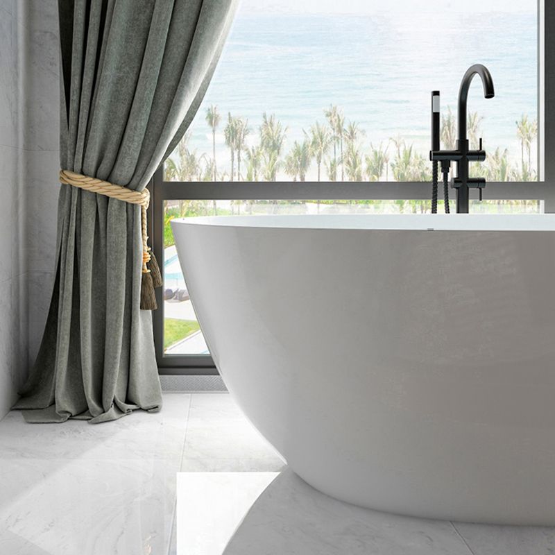 Soaking Oval Freestanding Bathtub Modern Acrylic Bathtub with Overflow Trim