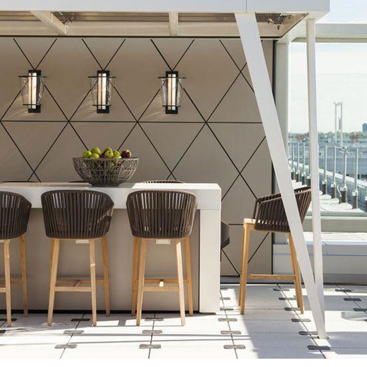 Contemporary Bucket Upholstered Bar Stool with Solid Wood Base