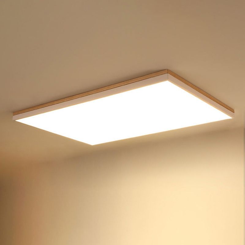 Modern Ceiling Lamp Wooden LED Ceiling Mount Light with Acrylic Shade for Bedroom