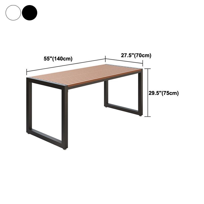 Industrial Brown Wood Dining Table Rectangle Shape Standard Dining Table for Kitchen