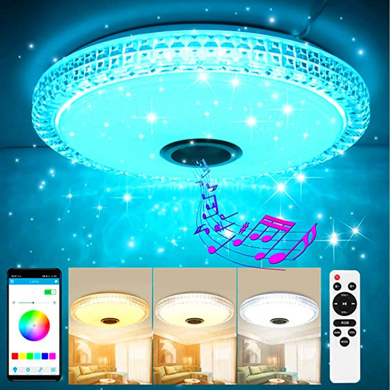 Flush Mount RGB Ceiling Light Bluetooth Music Ceiling Lamp Bathroom Bedroom Foyer LED Light