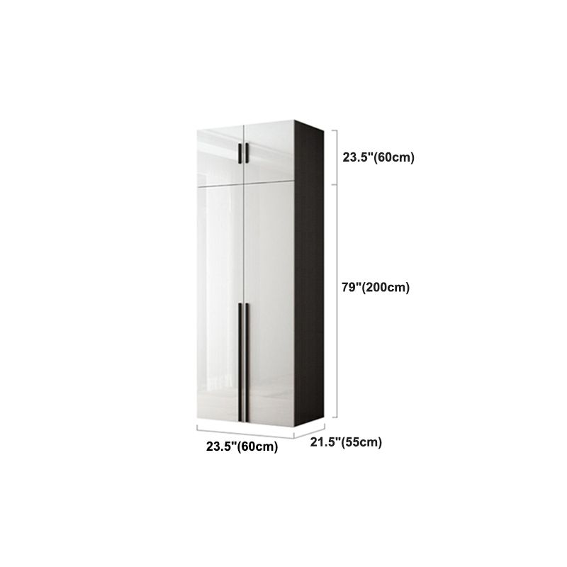 Mirrored Finish Cabinet with Hinged Doors Contemporary White Storage Cabinet