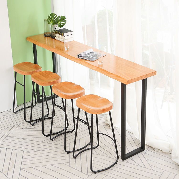 Modern 1/2/5 Pieces Wood Bar Table Set Rectangle Bar Table with High Stools for Kitchen