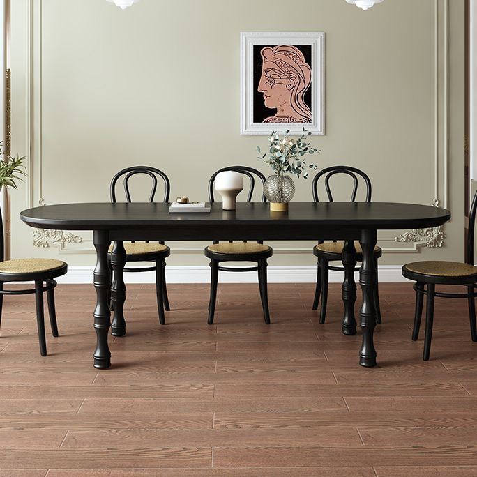 Modern Dining Room Dinner Table Wood 4 Legs Dining Table in Black