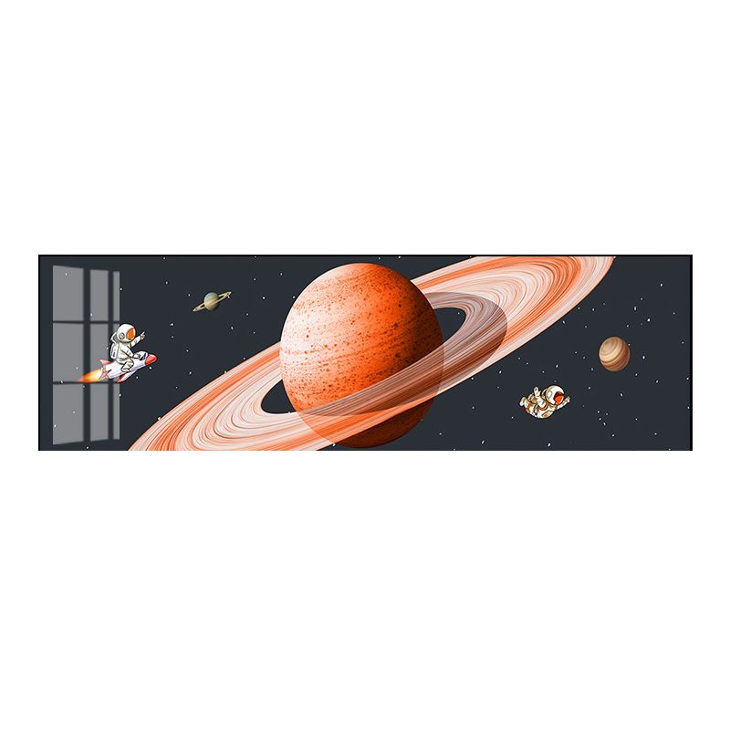 Pastel Color Planets Scene Painting Universe Children's Art Textured Canvas for Sitting Room