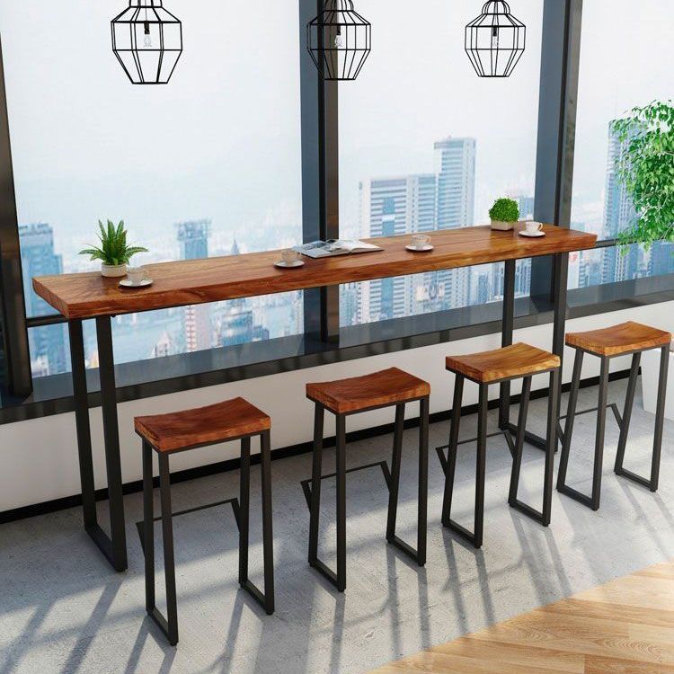 Contemporary Wood Barstools Backless Bar Stool with Metal Legs