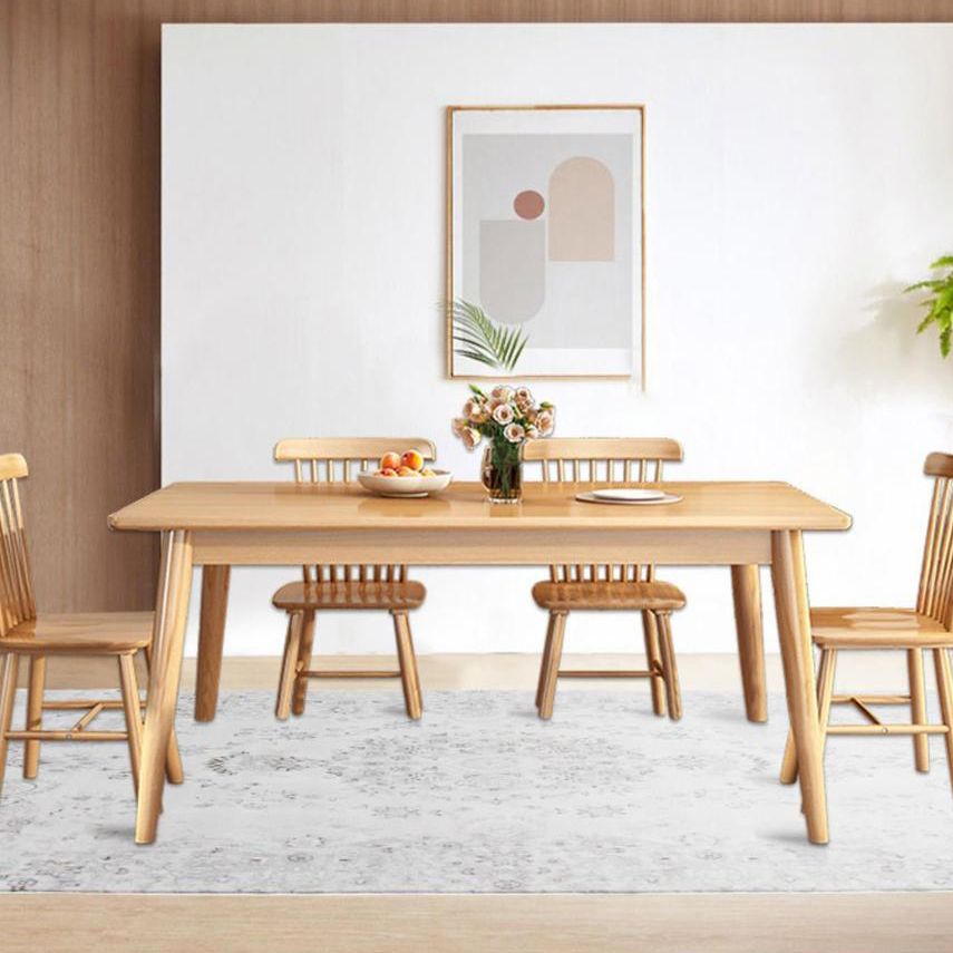 Rectangle Modern Wood Table Standard Height Table Dining Table with 4 Legs