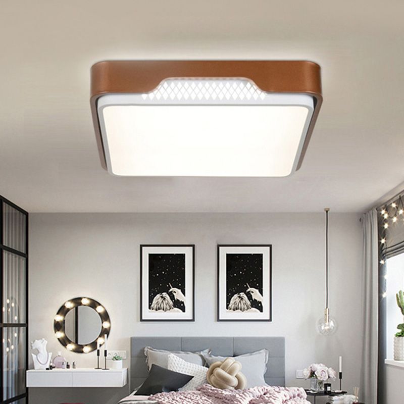 Acrylic Rectangular Flush Mount Light Fixture Modern 20.5"/36.5"/45" Wide Brown Flushmount in Warm/White Light