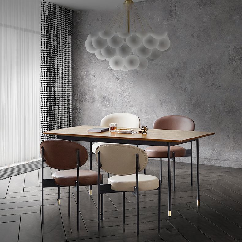 Industrial Dining Table Set 1/5/7 Pcs Solid Wood Top Table with Upholstered Chairs