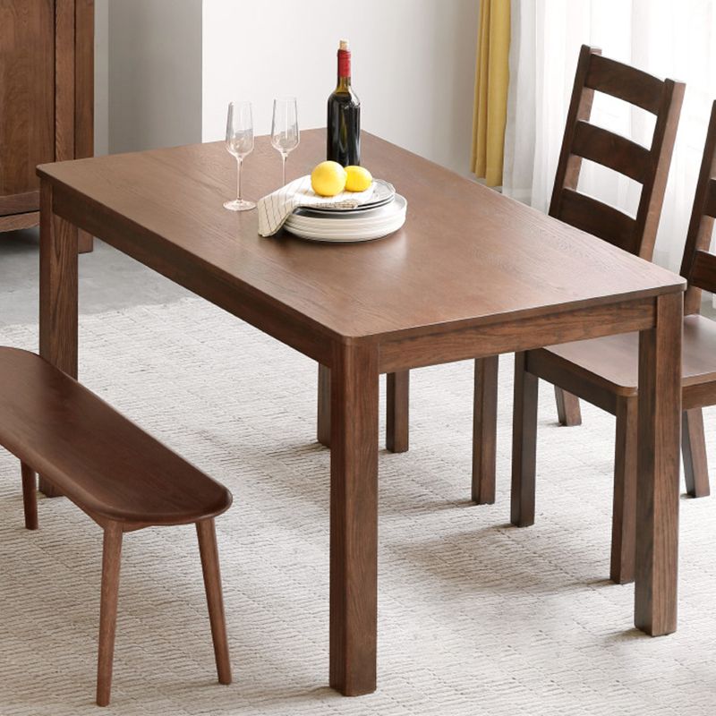 Contemporary Rectangle Dining Table Oak Solid Wood Table with 4 Legs for Kitchen Dinner Dining Room