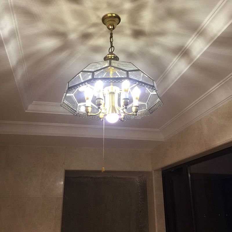 Klare Glasschüssel Kronleuchter Lampe Kolonial 7 Köpfe Küchenheize Leuchte Leuchte