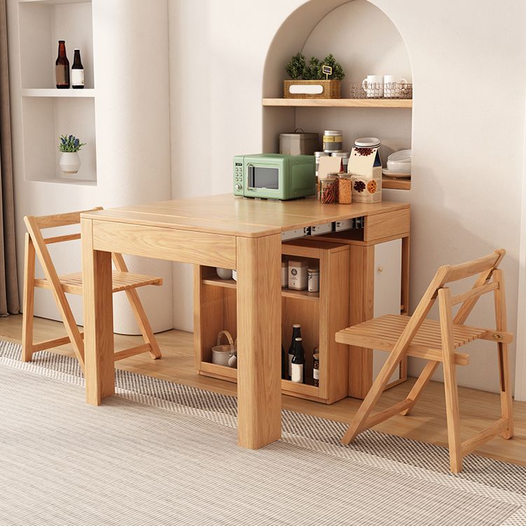 Modern Rectangle Wooden Dining Room Table for Small Space with Storage