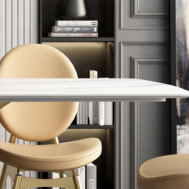 Glam Sintered Stone Dining Room Set Standard Height with Gold Leg Dining Furniture for Home Use