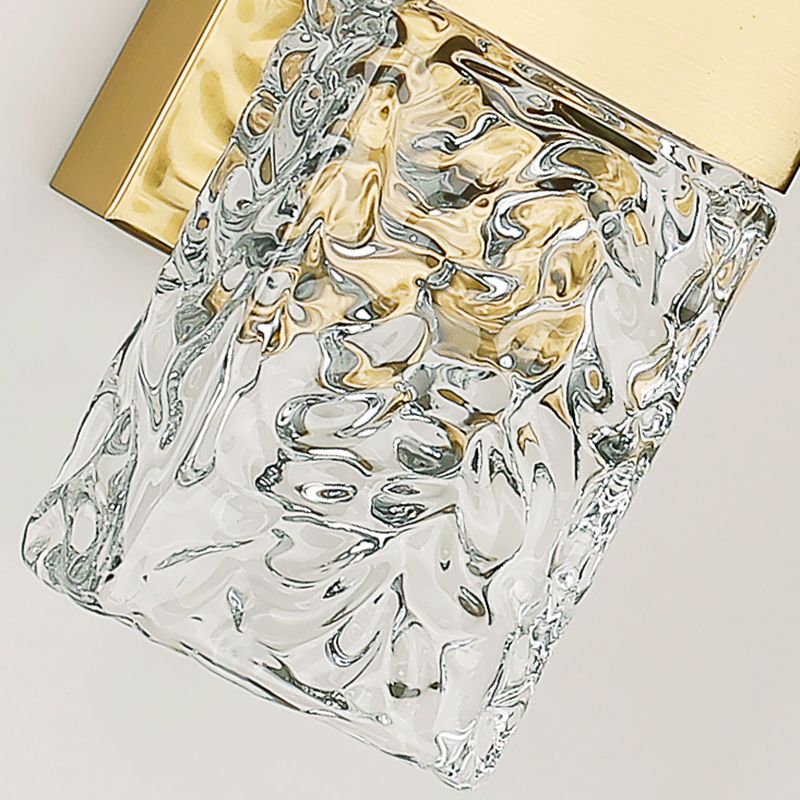 Contemporary Glass Shade Wall Sconce Lighting Rectangle Shade Wall Lamp for Bedroom