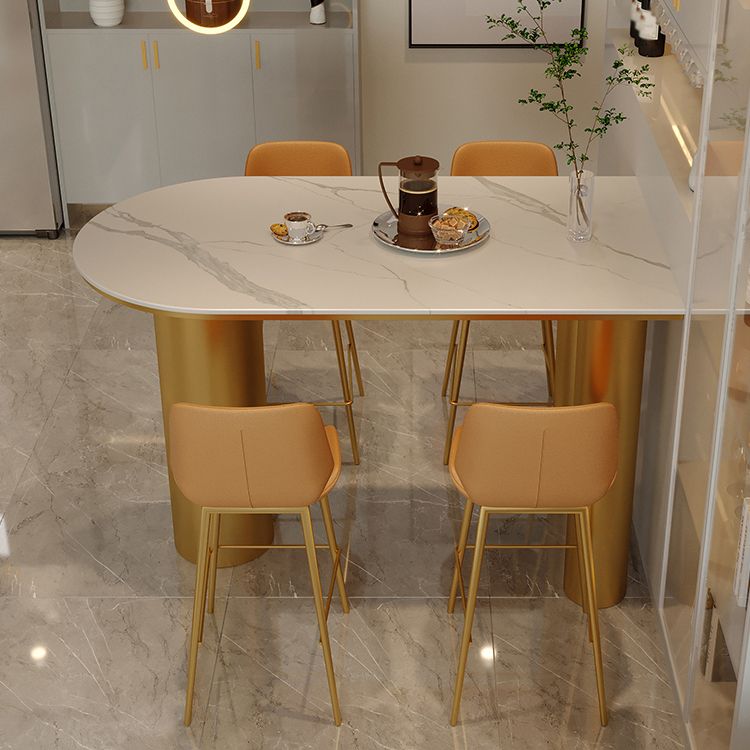 White Stone Top Counter-height Pub Table Contemporary Legs Bar Dining Table