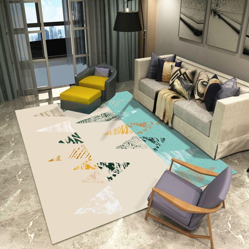 Nordic Geo Print Rug Multi Colored Polypropylene Area Carpet Anti-Slip Backing Pet Friendly Indoor Rug for Living Room