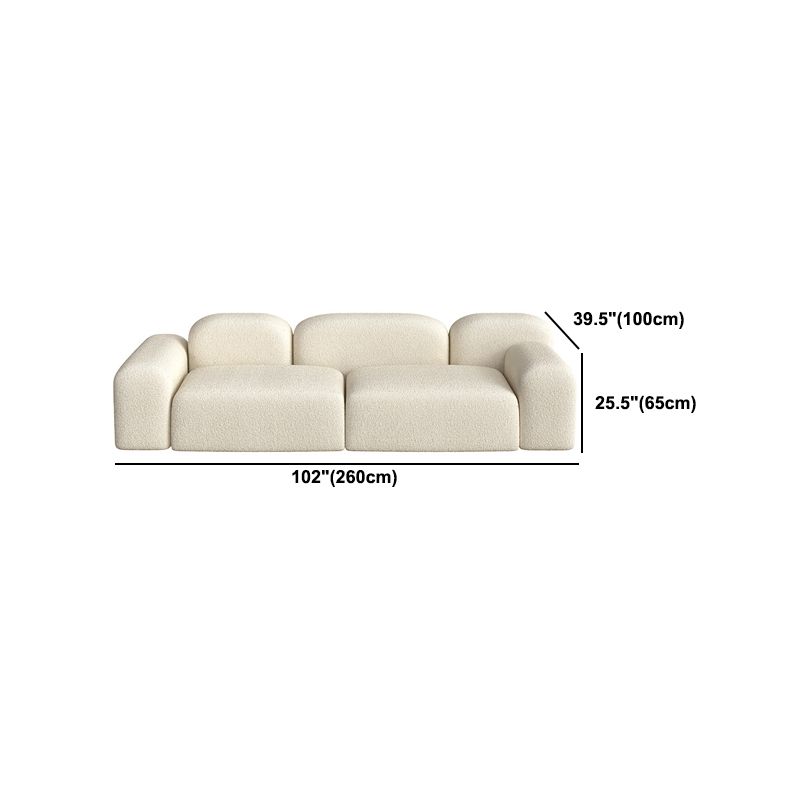 Contemporary Style Stationary Sofa Wool Rolled Arm Sofa in White