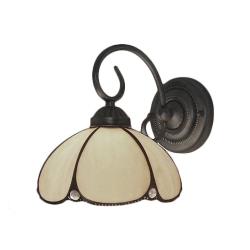 Art Glass Petal Wall Light One Light Tiffany Traditional Wall Lamp in Beige for Kitchen