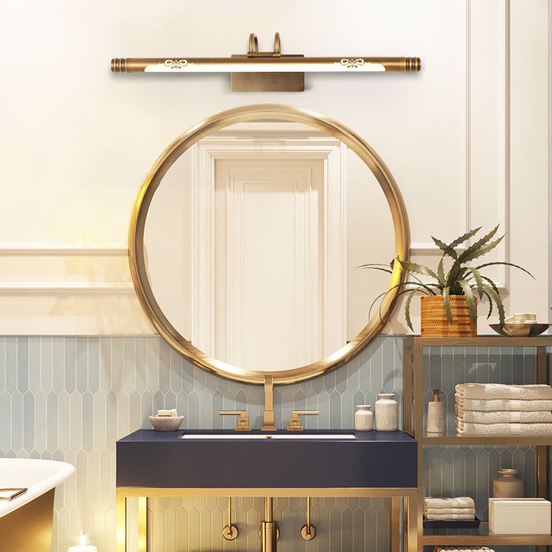 Rohr Badezimmer Eitelkeitslicht Klassische Metall -LED -Bronze/Messinglampe in Weiß/warmem Licht, 21 "/26"/29 "W.