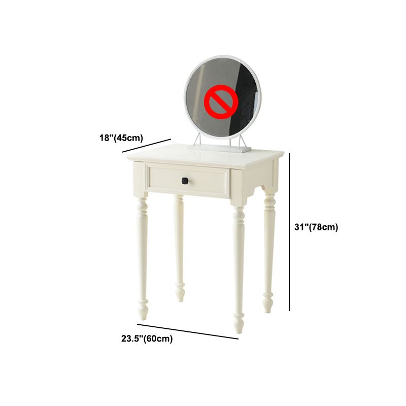 Modern Style Pine White Rectangular 4 Legs Dressing Table with 2 Drawers