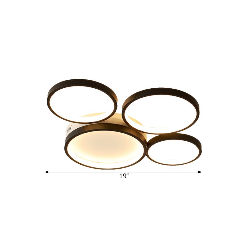19"/23" W Round Flush Ceiling Light Nordic Acrylic LED Black Flush Mount Lamp for Bedroom