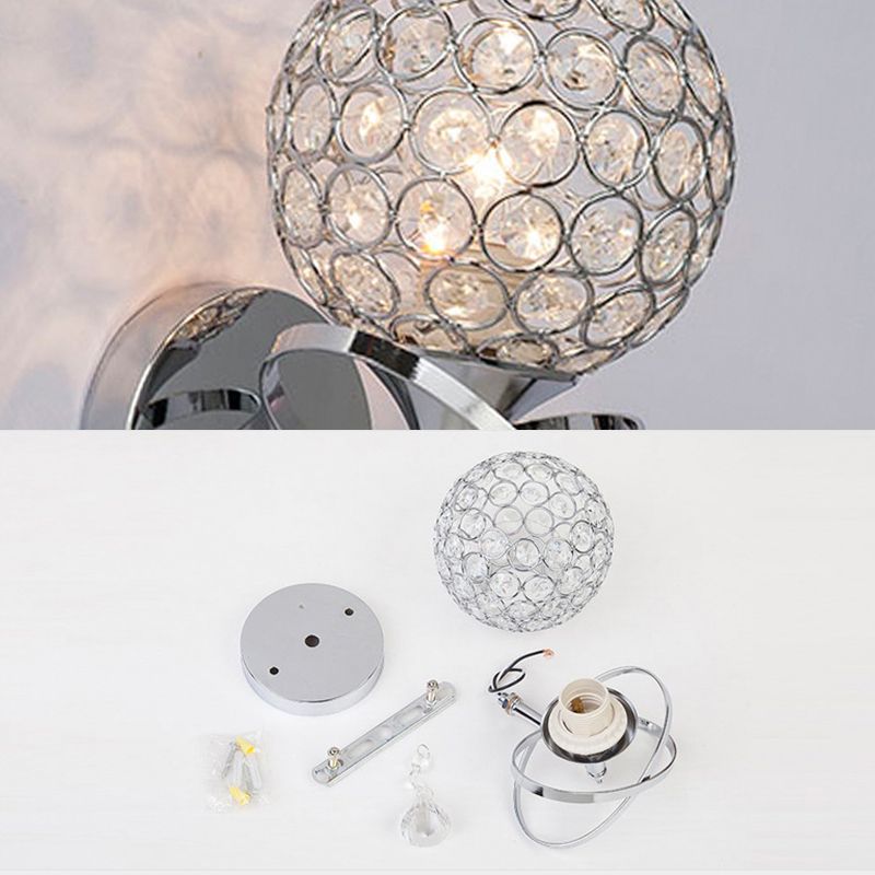 Lámpara de pared de globo lámpara de luz moderna montada en la pared con sombra de cristal transparente