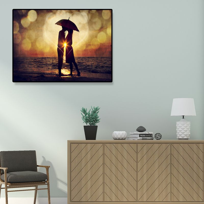 Lichte kleurenliefhebbers gewikkeld canvas menselijke moderne decoratieve muurkunstprint voor slaapkamer